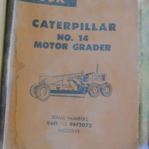 Caterpillar 14 Motor Grader Parts Manual 96F1 to 96F2072