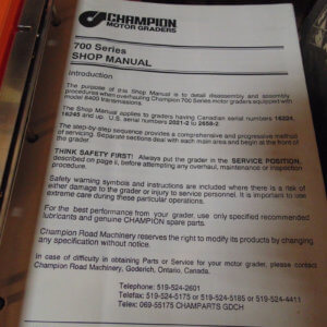 Champion 700 Series Motor Graders Service Repair Manual