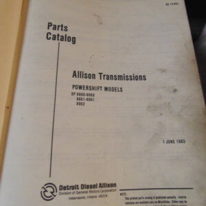 Allison Transmission 8860-8960 8861-8961 8962 Powershift Models Parts Manual