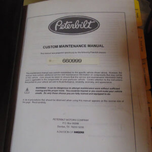 Peterbilt Truck Custom Chassis 660999 Maintenance Service Manual