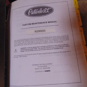 Peterbilt Truck Custom Chassis 828665 Maintenance and Service Manual