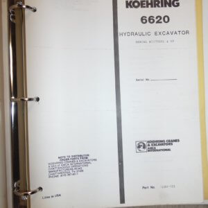 Koehring 6620 Hydraulic Excavator Parts, Maintenance & Operations Manual