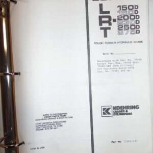 Koehring Lorain LRT Rough Terrain Hydraulic Crane Parts, Maintenance & Operations Manual
