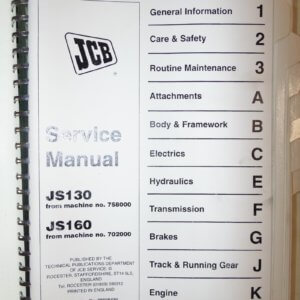 JCB JS130 JS160 Excavator Service Manual
