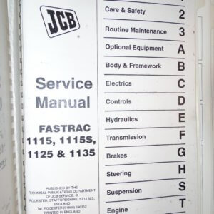 JCB 1115 1115S 1125 1135S Fastrac Tractor Service Manual