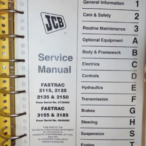 JCB 2115 2125 2135 2150 3155 3185 Fastrac Tractor Service Manual