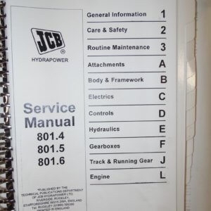 JCB 801.4 801.5 801.6 Mini Excavator Service Manual