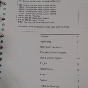 JCB 505-19, 505-22, 508-40, 506-36, 510-40, 508-40, 505-19, 505-22, 506-36, 508-40, 506B Loadall Service Manual