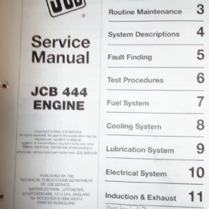 JCB 444 Engine Loadall Service Manual