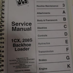 JCB 1CX, 208S Backhoe Loader Service Manual