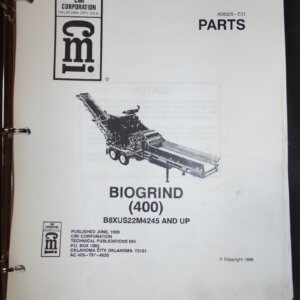 CMI BioGrind 400 Parts Manual