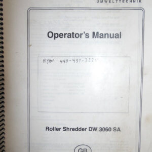 Doppstadt Roller Shredder DW 3060 SA Operator Manual