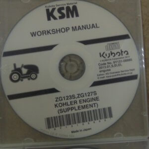 Kubota ZG123S, ZG127S Kohler Engine (Supplement) Workshop Manual on CD