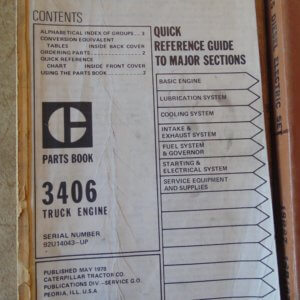 Caterpillar 3406 Truck Engine Parts Manual 92U14043