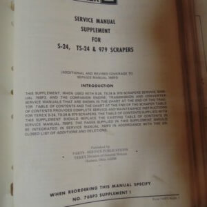 Terex S-24, TS-24, & 979 Scrapers Service Manual
