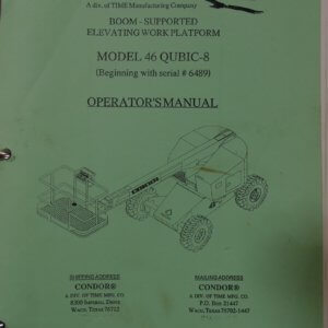 Condor Model 46 Qubic-8 Boom Supported Elevating Work Platform Operator Manual