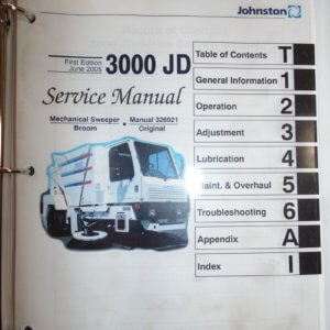 Johnston 3000 JD Series Mechanical Sweeper Service Manual