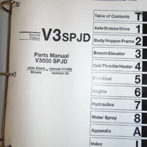 Johnston V3 SPJD Mechanical Sweeper Parts Manual