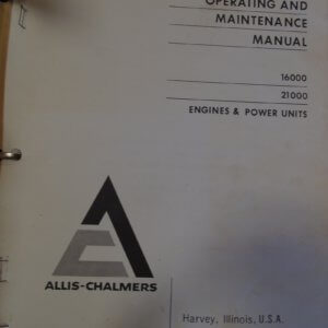 Allis Chalmers Engine Service 1600-21000 Engines & Power Units Operator & Maintenance Manual