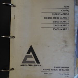 Allis Chalmers Engine Service Optional Equipment I Parts Manual