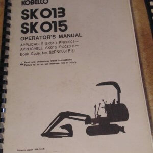 Kobelco SK013, SK015 Hydraulic Excavator Operators Manual