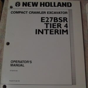 New Holland E27BSR Compact Crawler Excavator Operator Manual