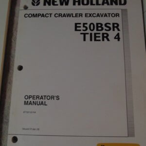 New Holland E50BSR Compact Crawler Excavator Operator Manual