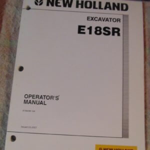 New Holland E18SR Crawler Excavator Operator Manual