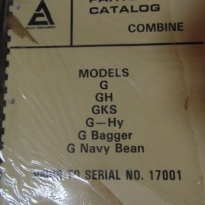 Allis Chalmers Model G, GH, GKS, G-Hy, G Bagger, G Navy Bean Combine Parts Manual