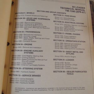 John Deere 84 Loader Technical Manual