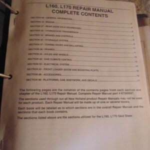 New Holland L160, L170 Skid Steer Repair Manual