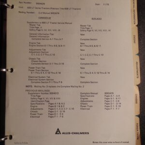 Allis Chalmers 600LT Series Lawn Tractor Service Manual