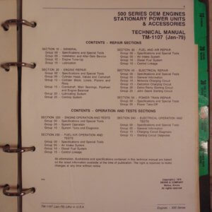John Deere 500 Series OEM Engines Stationary Power Units and Accessories Technical Manual