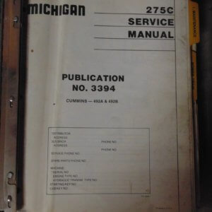 Clark Michigan 275C Cummins 492A & 492B Service Manual