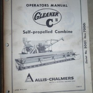 Allis Chalmers Model "C" Self Propelled Gleaner Baldwin Combine Operator Manual