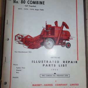 Massey Harris No 80 Combine Parts Manual