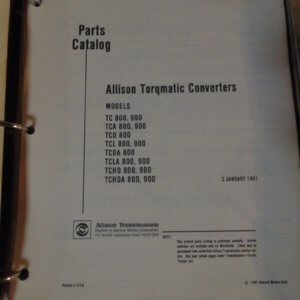 Allison Torqmatic Converters Parts Manual