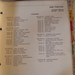 John Deere 2520 Tractor Technical Manual