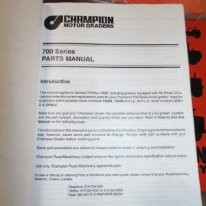 Champion 700 Series Motor Grader Parts Manual