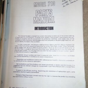 Champion 710 Motor Grader Parts Manual