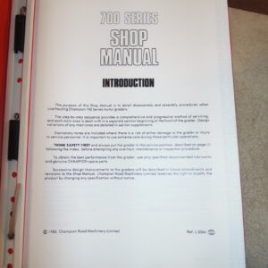 Champion 700 Series Motor Grader Shop Manual