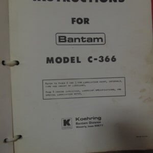 Koehring Bantam C-366 Lubrication Instructions Manual