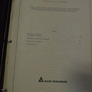 Allis Chalmers Industrial 64 Backhoe Parts Manual