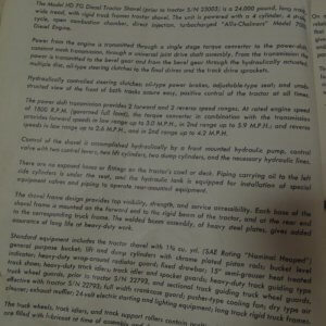 Allis Chalmers HD7G Diesel Tractor Shovel Parts Manual