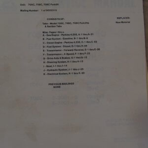 Allis Chalmers 705C, 706C, 708C Forklift Service Manual