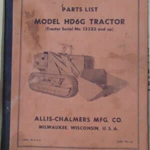 Allis Chalmers Model HD6 Tractor Parts Manual