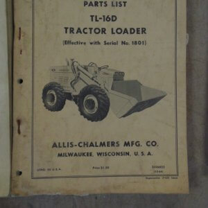 Allis Chalmers TL16D Tractor Loader Parts Manual