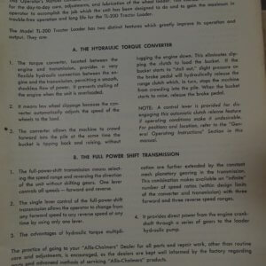 Allis Chalmers TL20D Tractor Operator Manual