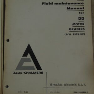 Allis Chalmers DD Motor Grader Operator Manual