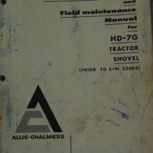 Allis Chalmers HD7G Tractor Shovel Operator and Maintenance Manual